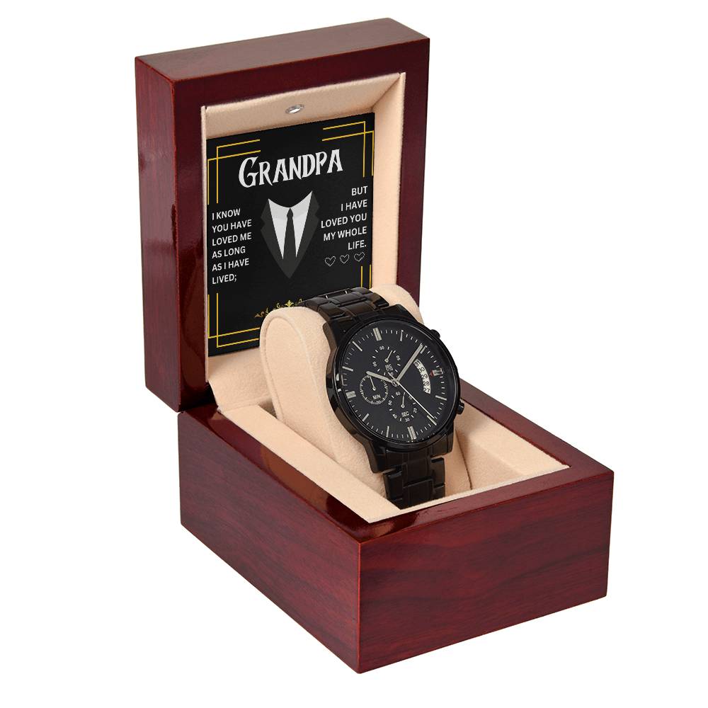 Grandpa Black Chronograph Watch | Heartfelt Message