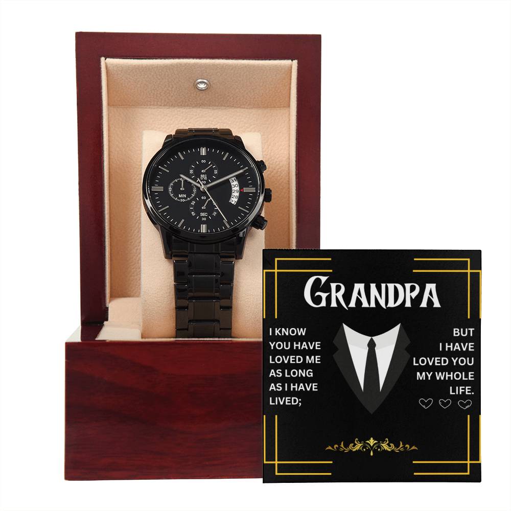 Grandpa Black Chronograph Watch | Heartfelt Message