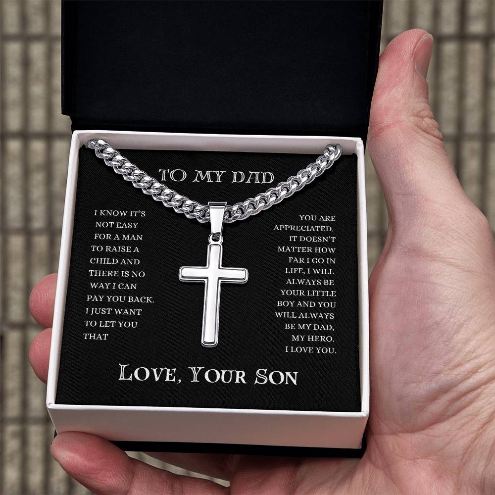 To My Dad | Cuban Chain Artisan Cross | Heartfelt Message