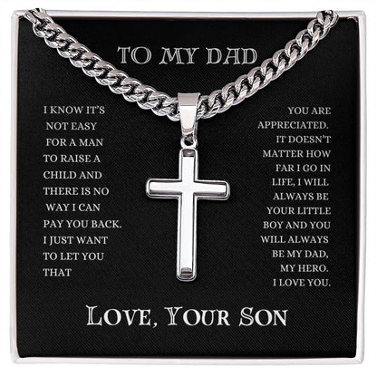 To My Dad | Cuban Chain Artisan Cross | Heartfelt Message