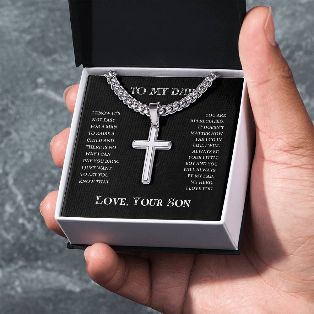 To My Dad | Cuban Chain Artisan Cross | Heartfelt Message