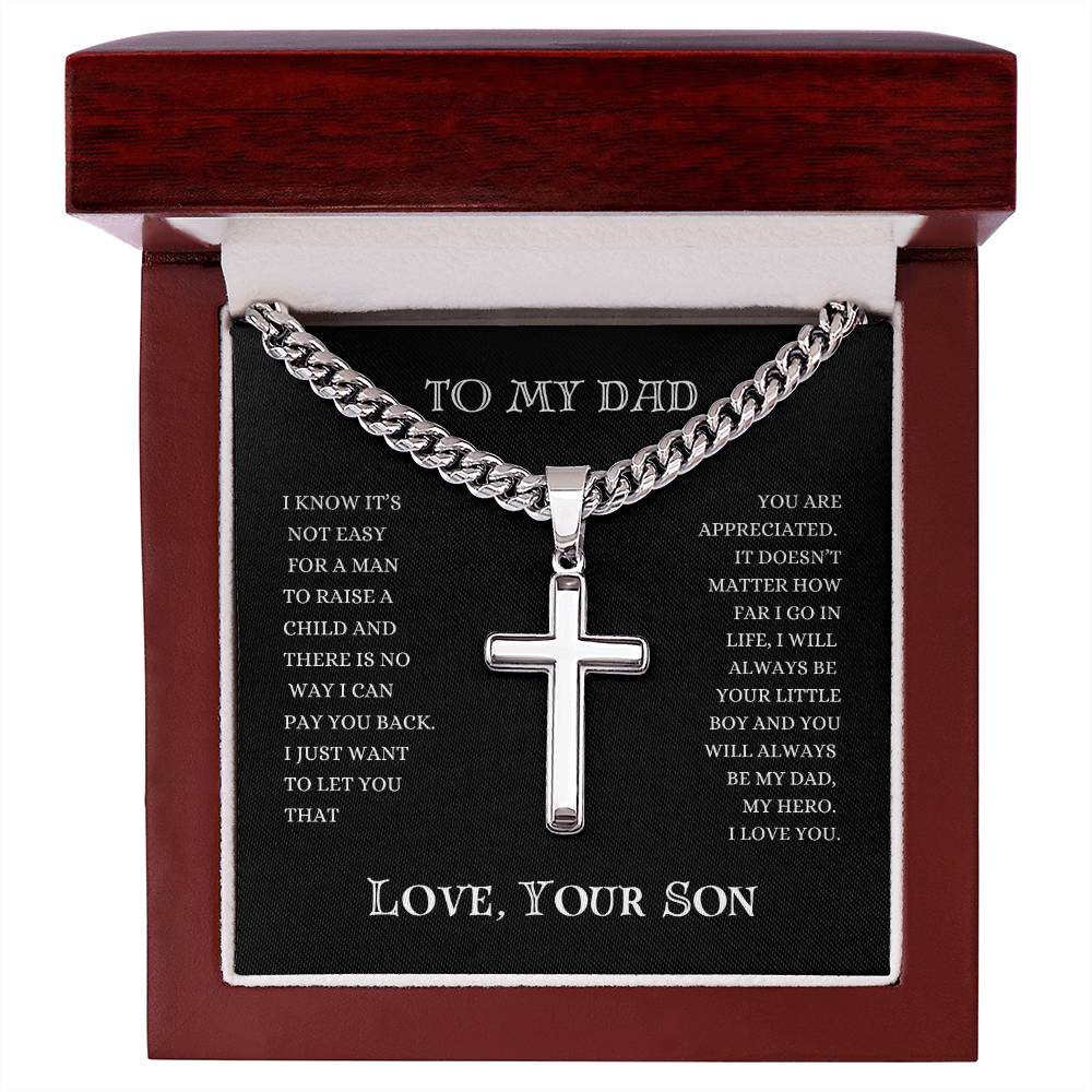 To My Dad | Cuban Chain Artisan Cross | Heartfelt Message