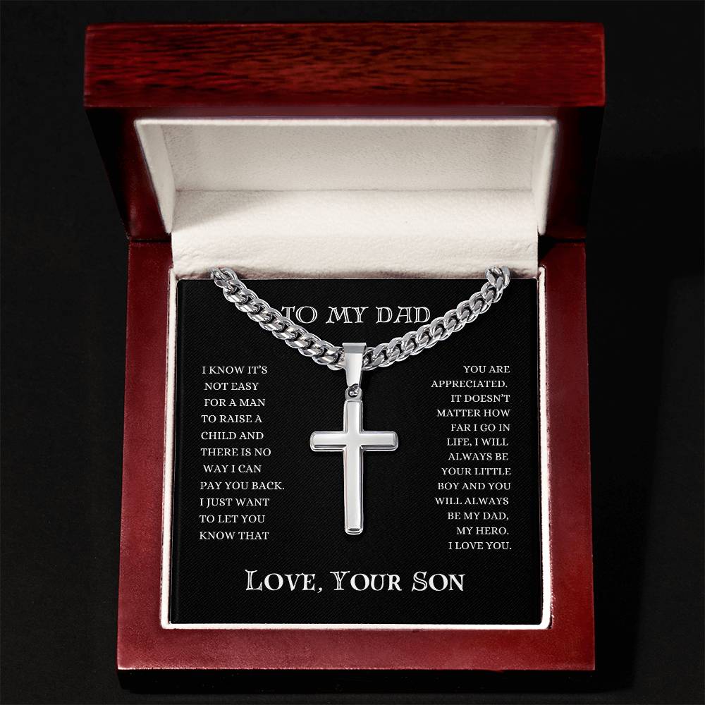 To My Dad | Cuban Chain Artisan Cross | Heartfelt Message