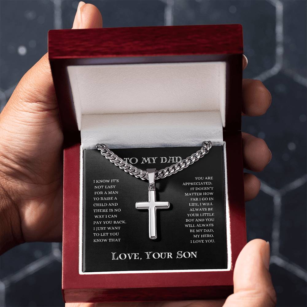 To My Dad | Cuban Chain Artisan Cross | Heartfelt Message