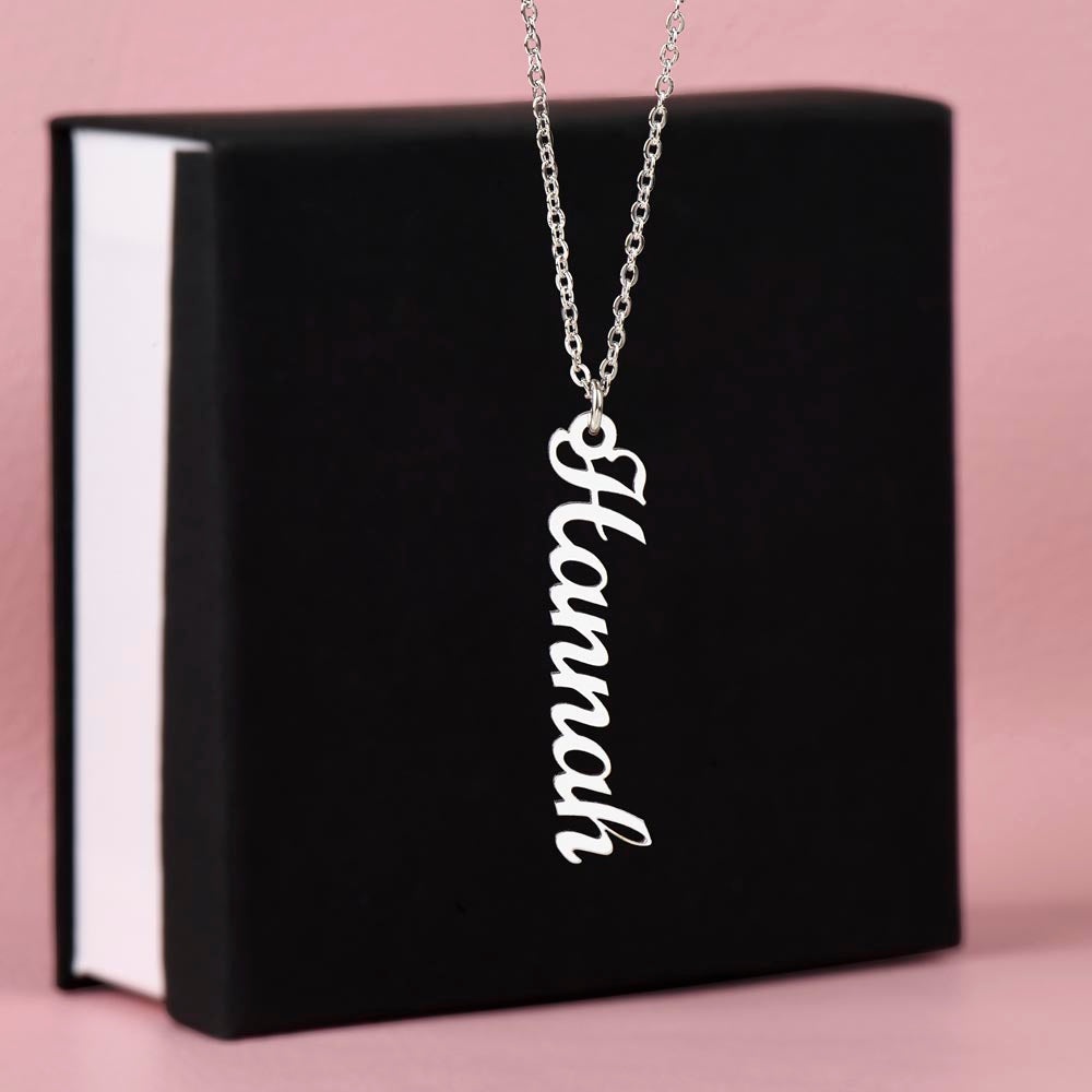 TO MY MOM | PERSONALIZED VERTICAL NAME NECKLACE | HEARTFELT MESSAGE FROM SON