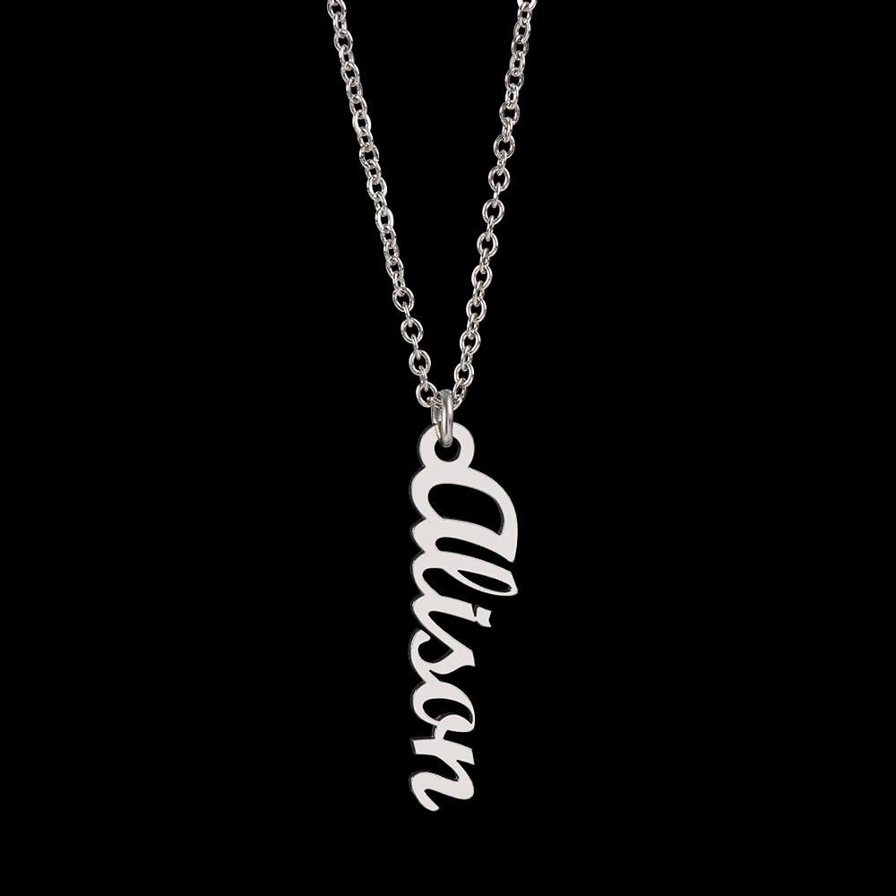 TO MY MOM | PERSONALIZED VERTICAL NAME NECKLACE | HEARTFELT MESSAGE FROM SON