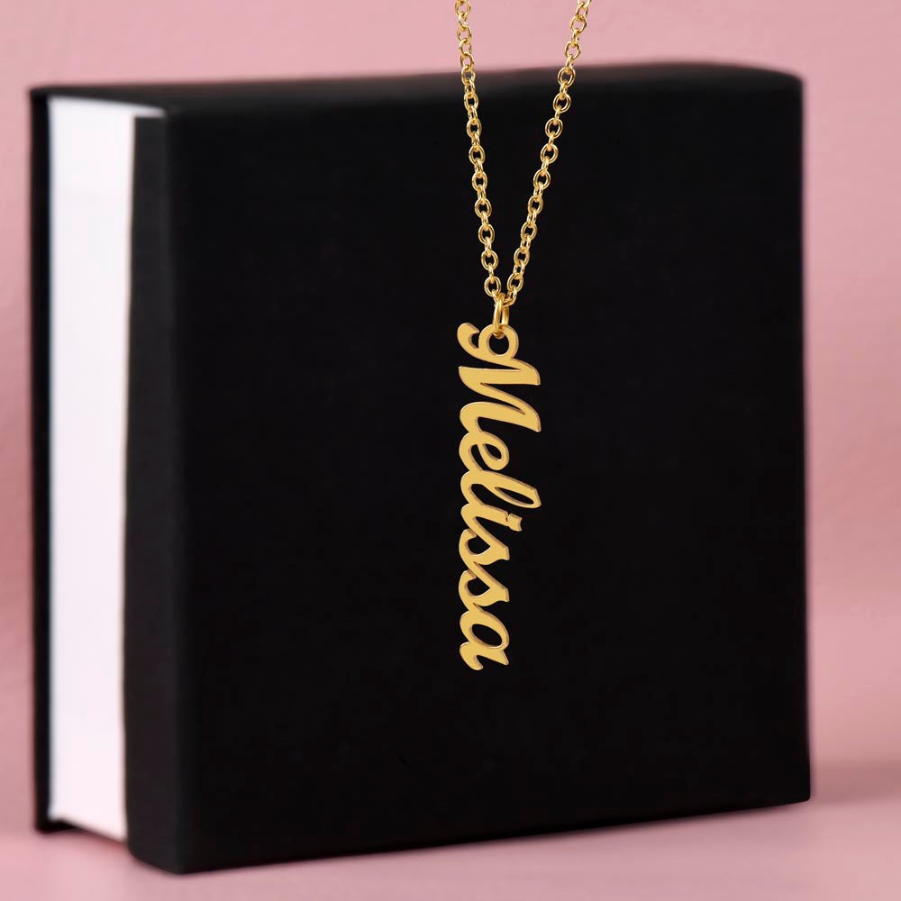 To My Mom | Personalized Vertical Name Necklace | Heartfelt Message From Son