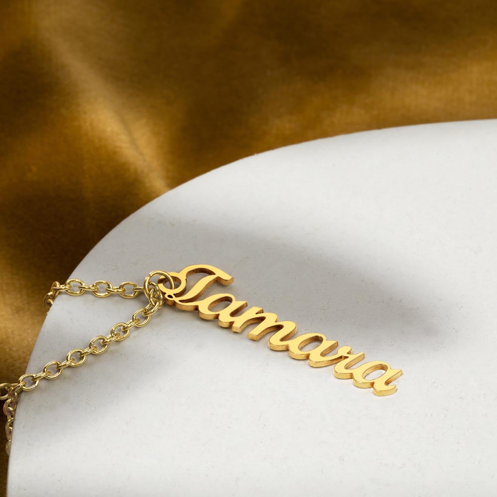 To My Mom | Personalized Vertical Name Necklace | Heartfelt Message From Son