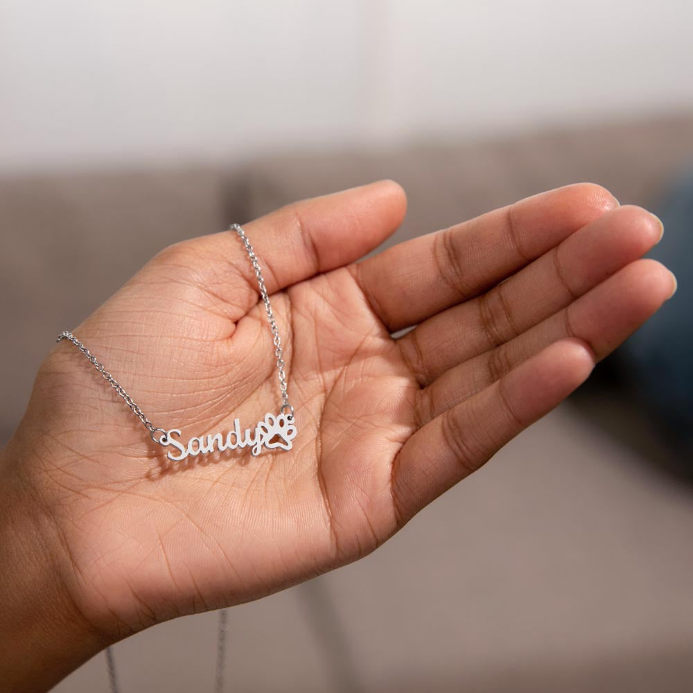 Customized  Paw Print Name Necklace