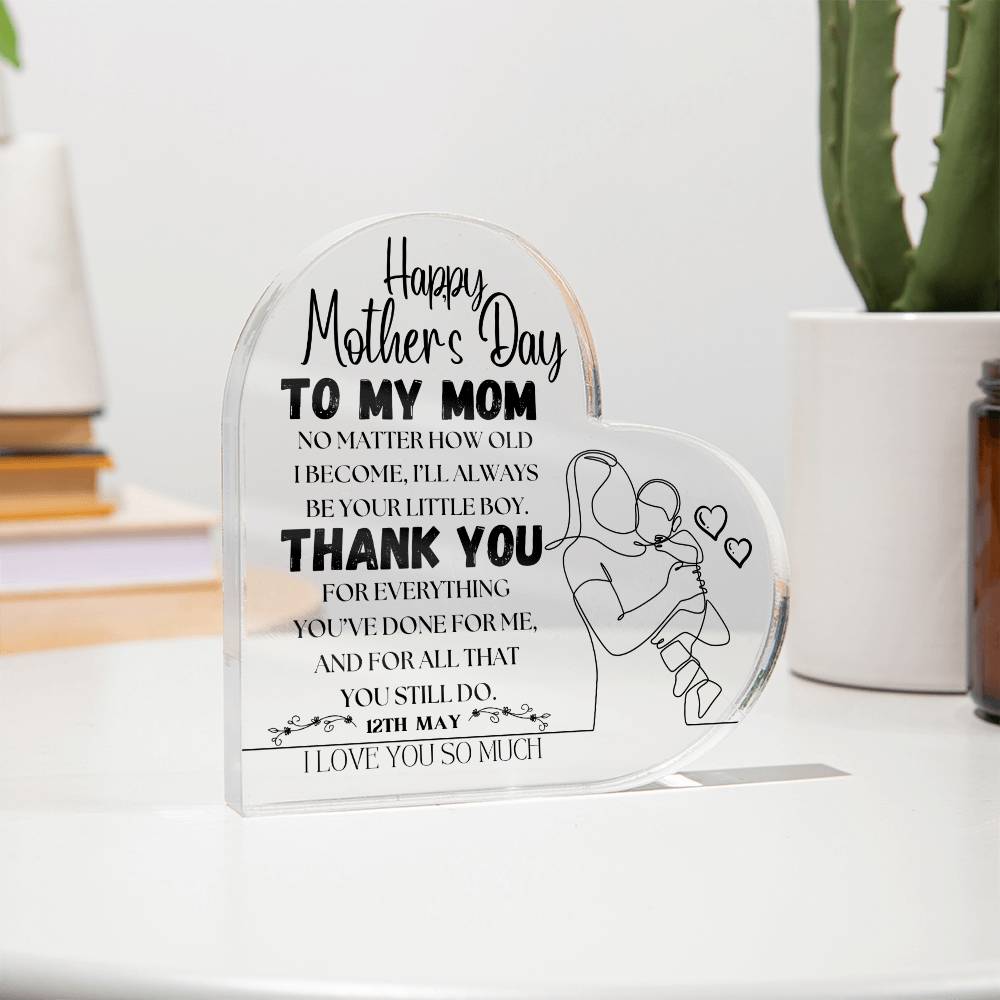 Happy Mother's Day | Heart Shaped Acrylic Plague | Heartfelt Message