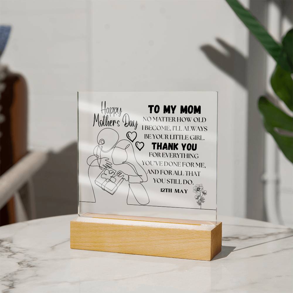 Happy Mother's Day | Square acrylic plague | Heartfelt Message