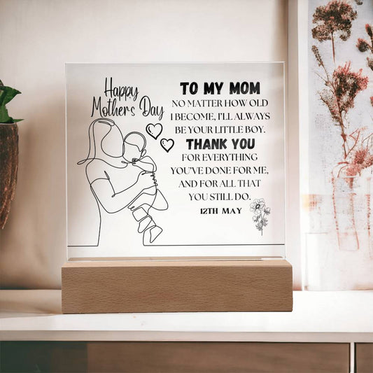 Happy Mother's Day | Square Acrylic Plague | Heartfelt Message