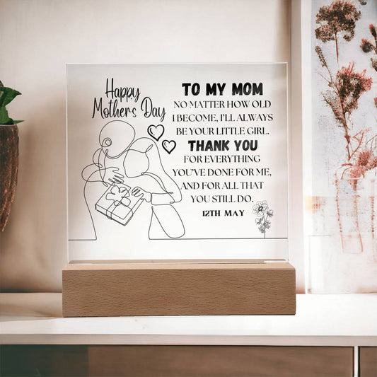 Happy Mother's Day | Square acrylic plague | Heartfelt Message