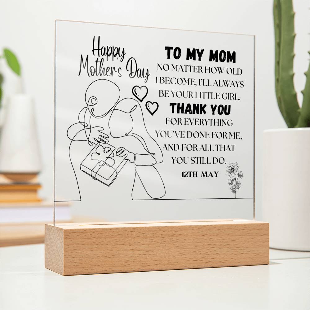 Happy Mother's Day | Square acrylic plague | Heartfelt Message