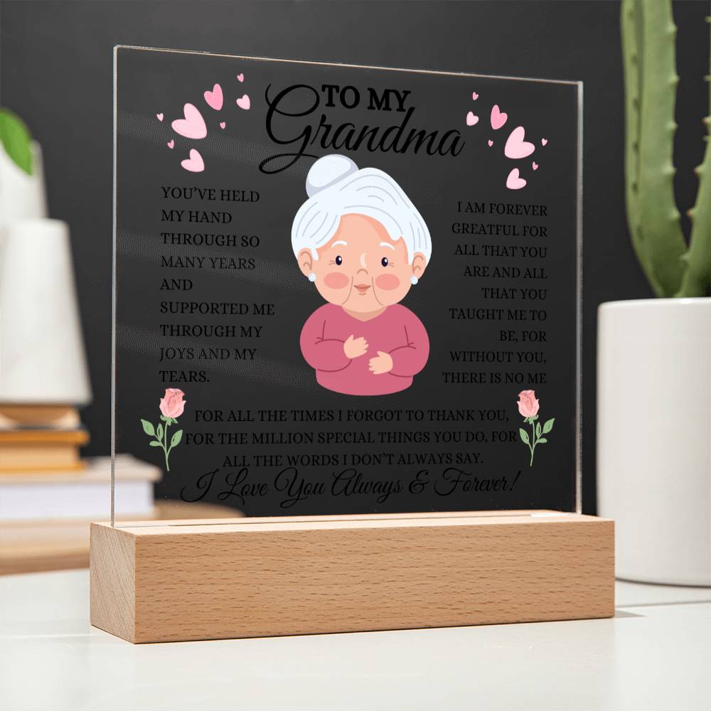 To My Grandma | Square Acrylic Plague | Heartfelt Message