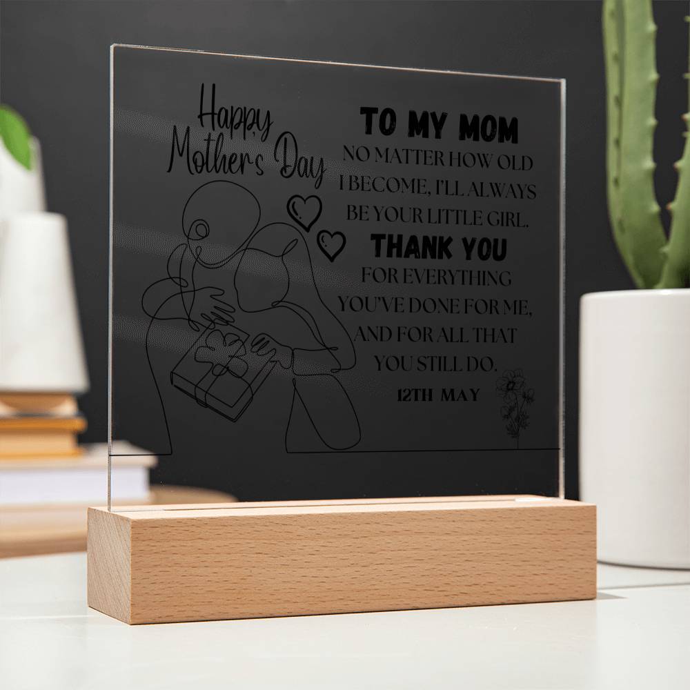 Happy Mother's Day | Square acrylic plague | Heartfelt Message