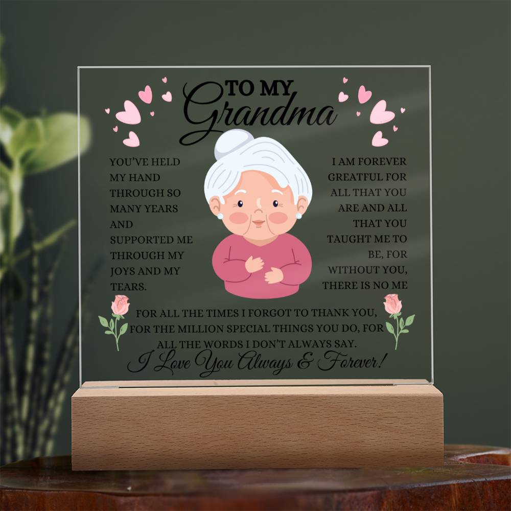 To My Grandma | Square Acrylic Plague | Heartfelt Message