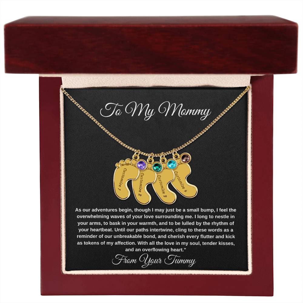 Personalized Gifts For New Mom | Custom Baby Feet Necklace with Birthstone.