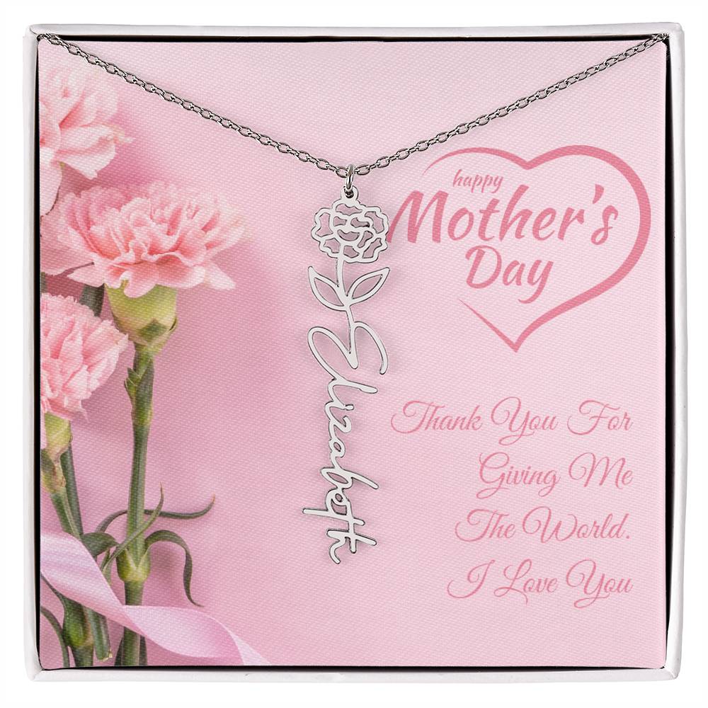 Happy Mother's Day | Customized Flower Name Necklace | Heartfelt Message