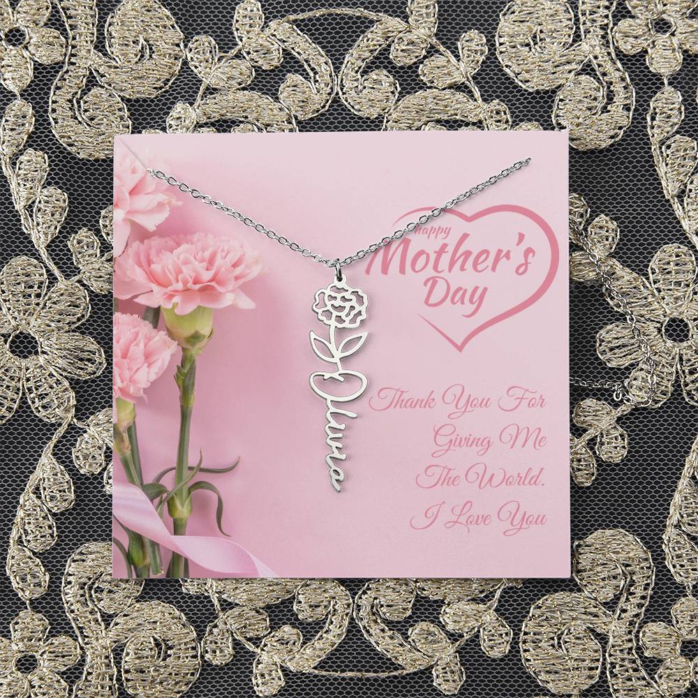 Happy Mother's Day | Customized Flower Name Necklace | Heartfelt Message