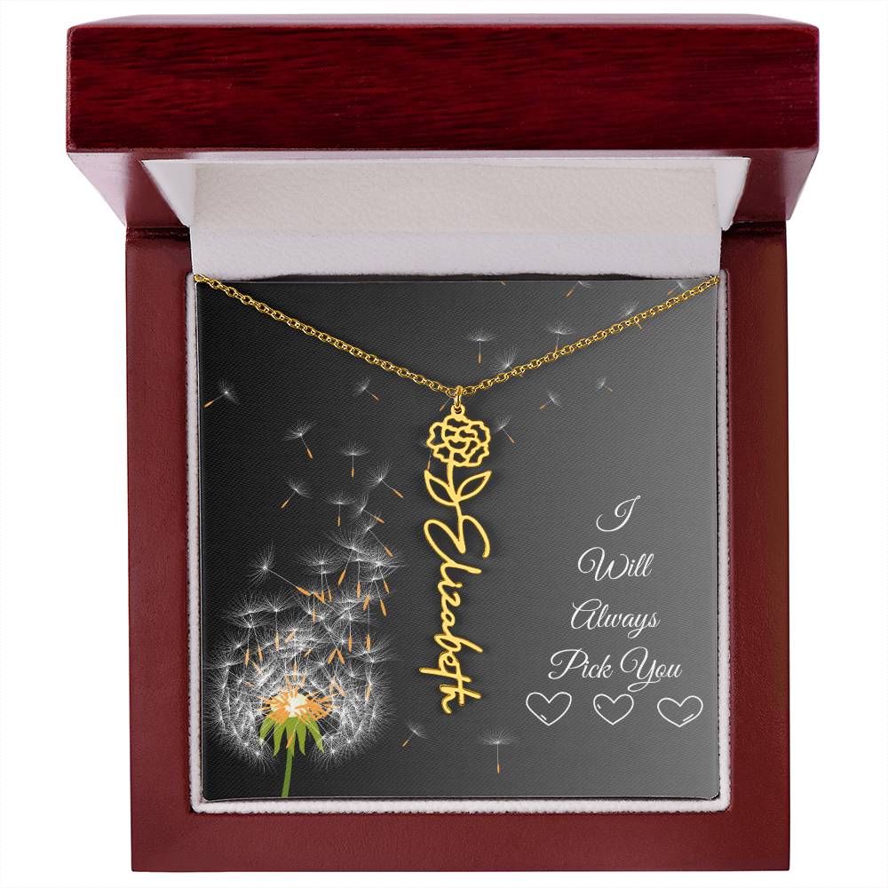 I Will Always Pick You | Flower Name Necklace | Flowers Month