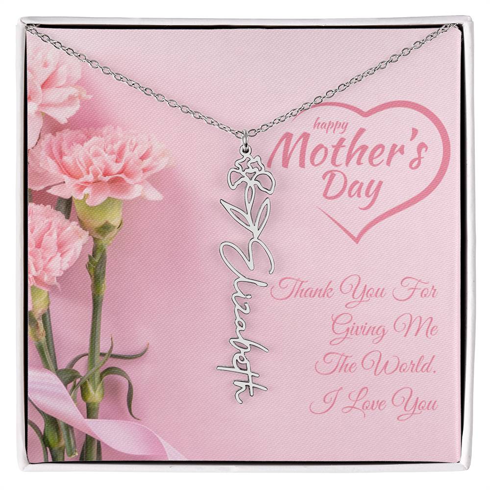 Happy Mother's Day | Customized Flower Name Necklace | Heartfelt Message