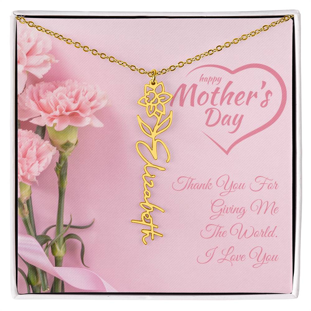 Happy Mother's Day | Customized Flower Name Necklace | Heartfelt Message