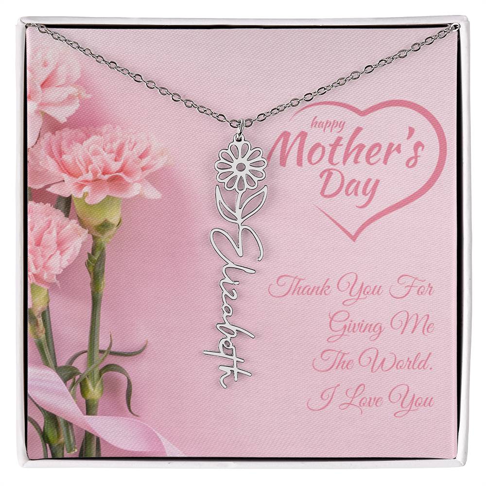 Happy Mother's Day | Customized Flower Name Necklace | Heartfelt Message