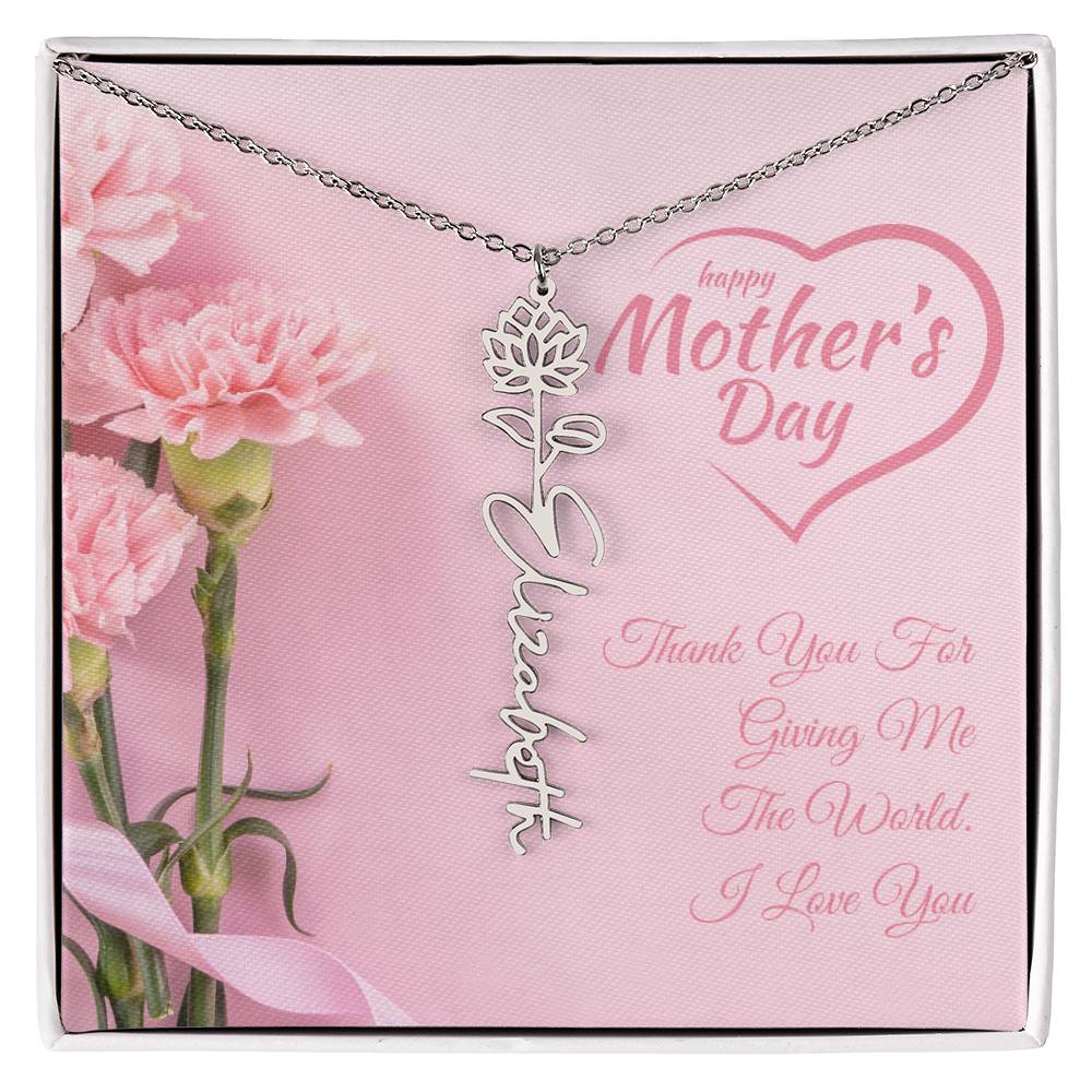 Happy Mother's Day | Customized Flower Name Necklace | Heartfelt Message