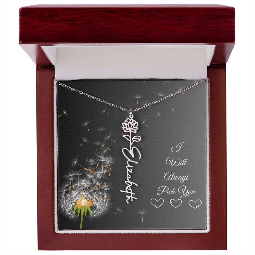 I Will Always Pick You | Flower Name Necklace | Flowers Month