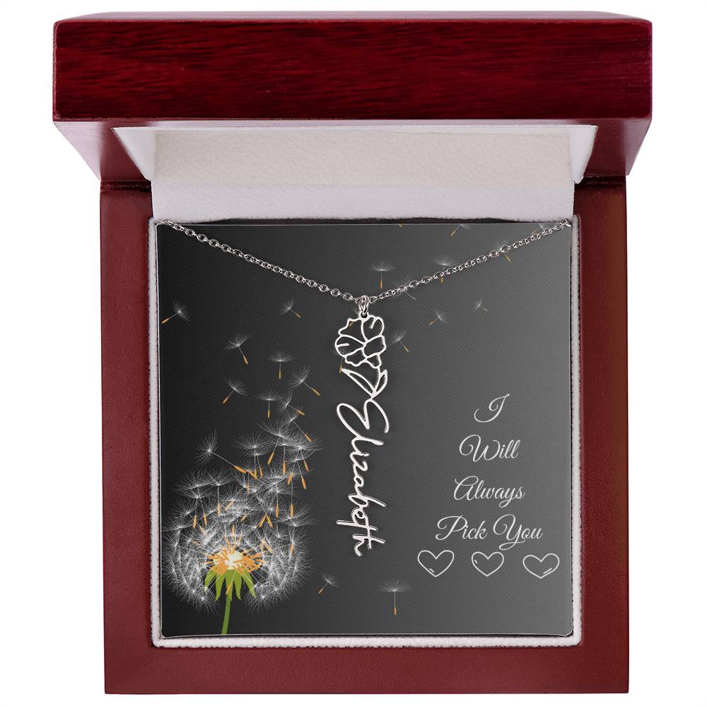 I Will Always Pick You | Flower Name Necklace | Flowers Month