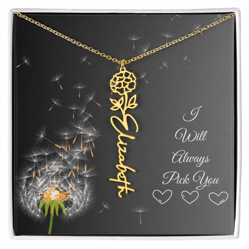 I Will Always Pick You | Flower Name Necklace | Flowers Month