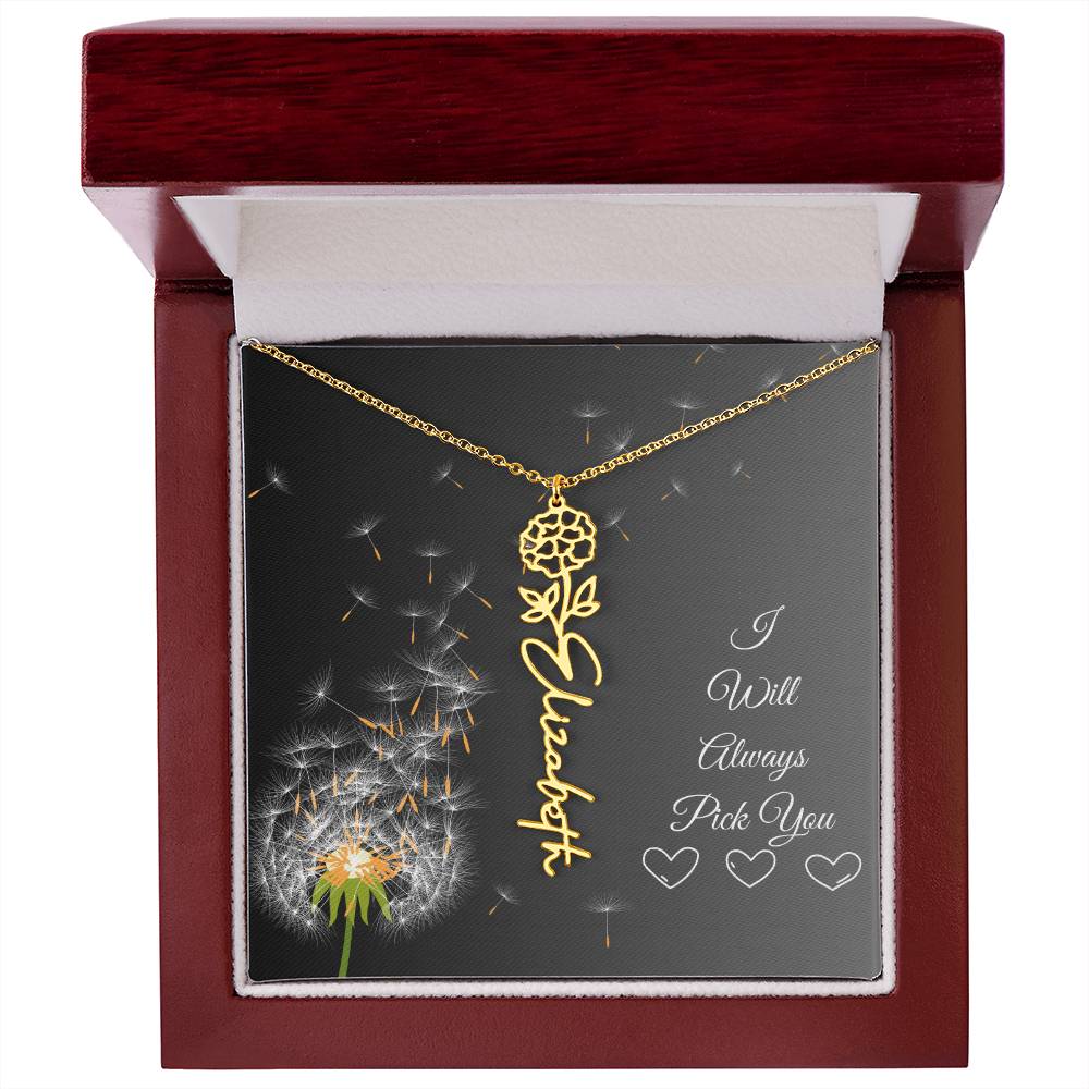 I Will Always Pick You | Flower Name Necklace | Flowers Month