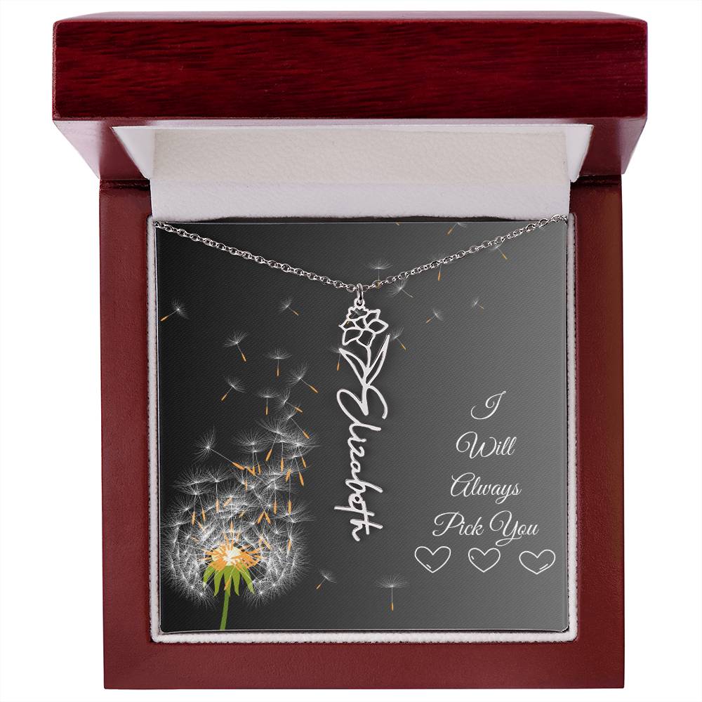 I Will Always Pick You | Flower Name Necklace | Flowers Month