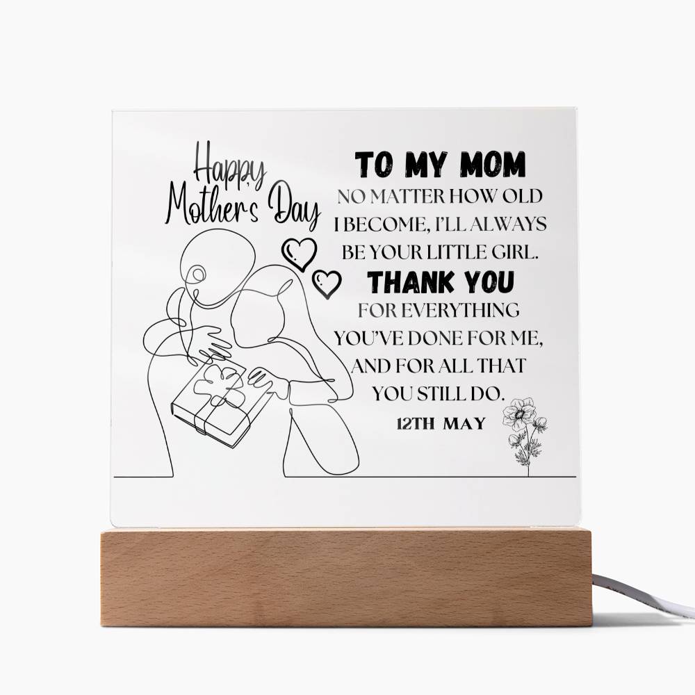 Happy Mother's Day | Square acrylic plague | Heartfelt Message