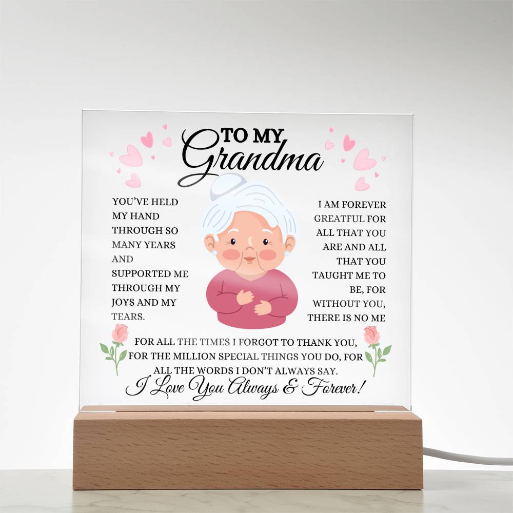 To My Grandma | Square Acrylic Plague | Heartfelt Message