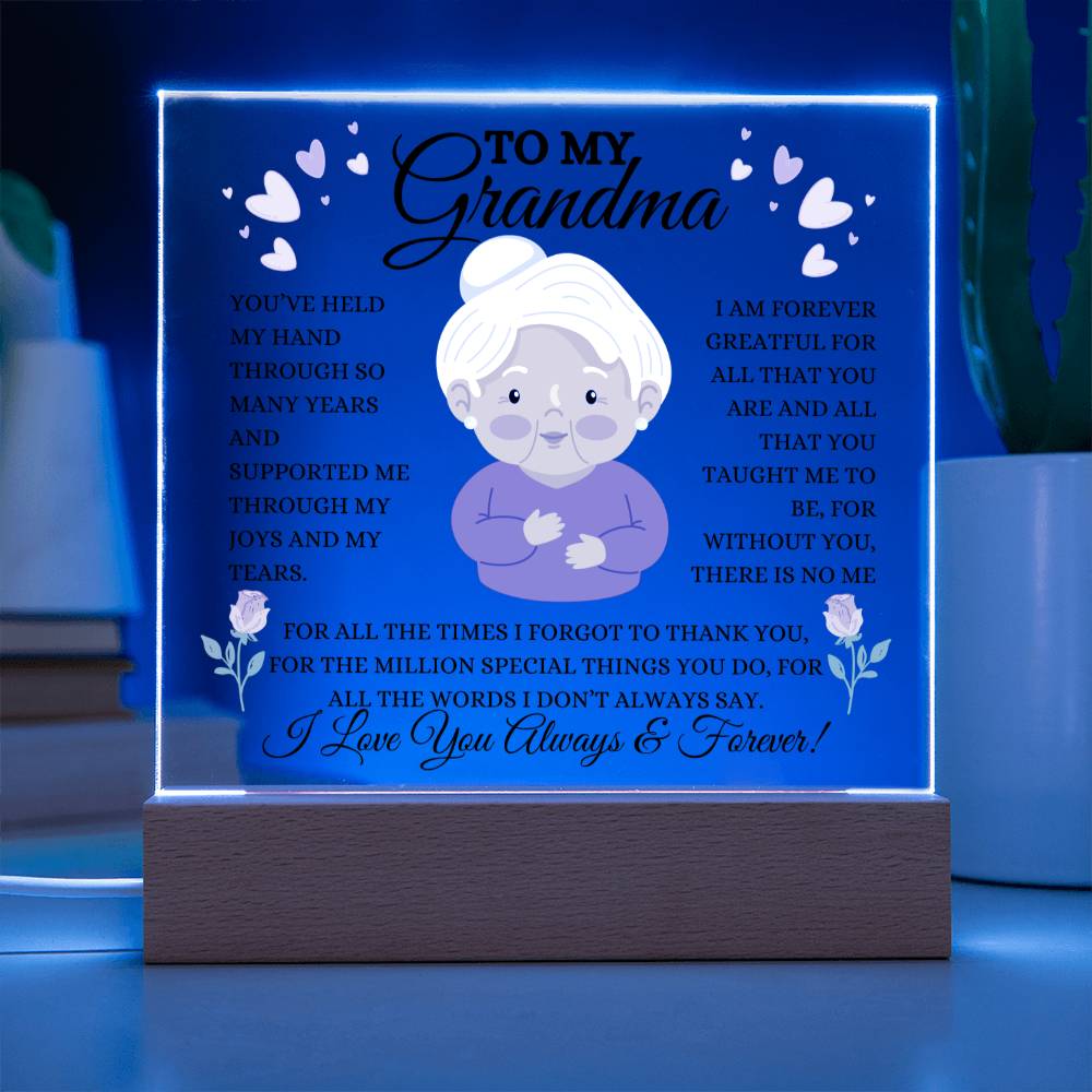 To My Grandma | Square Acrylic Plague | Heartfelt Message