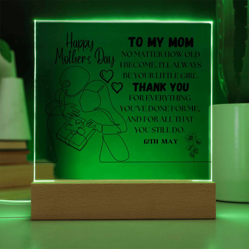 Happy Mother's Day | Square acrylic plague | Heartfelt Message