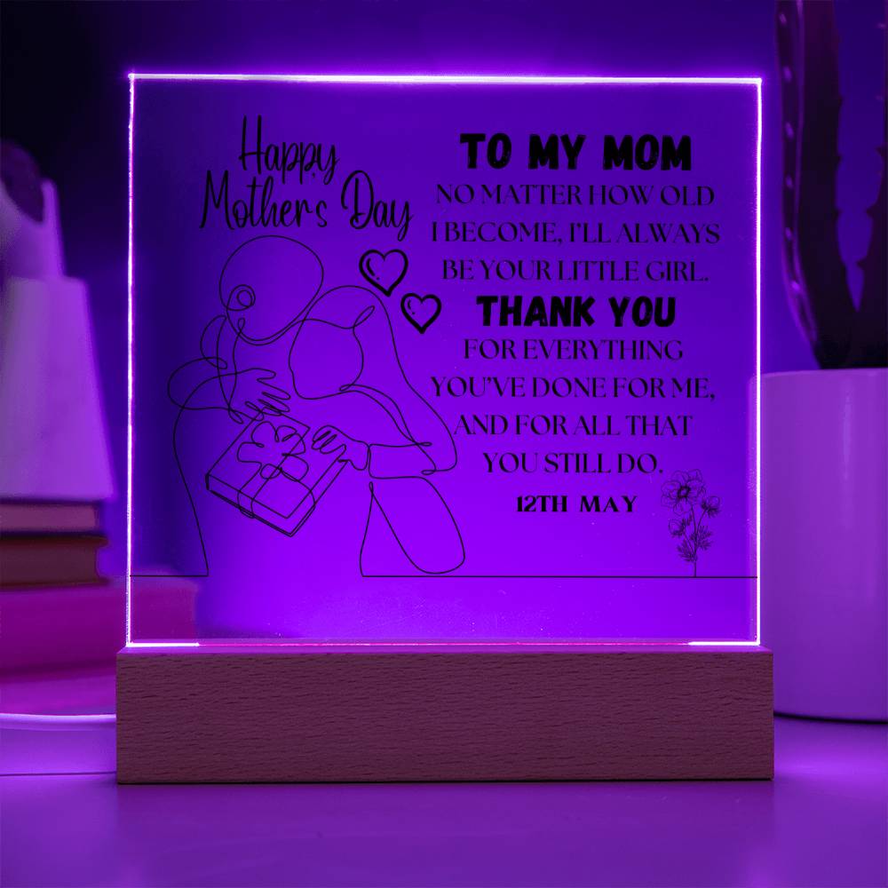 Happy Mother's Day | Square acrylic plague | Heartfelt Message