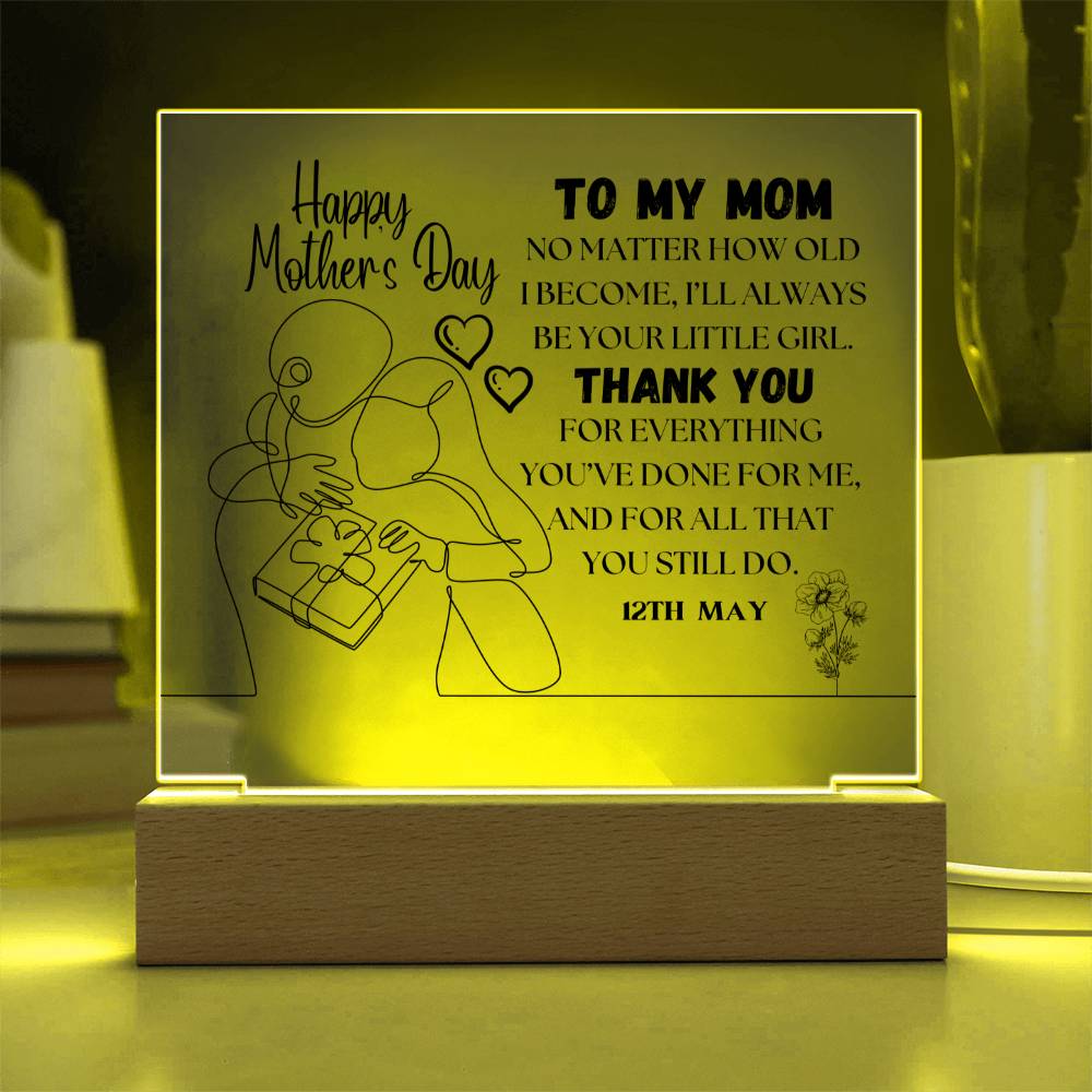 Happy Mother's Day | Square acrylic plague | Heartfelt Message