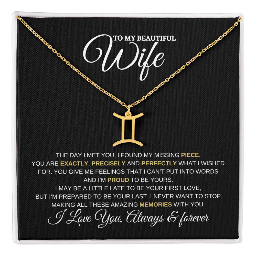 TO MY WIFE | ZODIAC SIGN NECKLACE | HEARTFELT MESSAGE