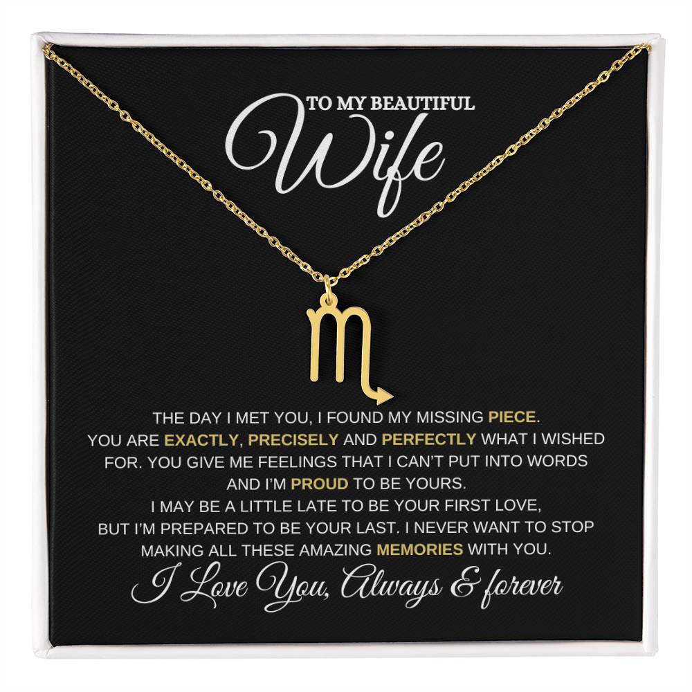 TO MY WIFE | ZODIAC SIGN NECKLACE | HEARTFELT MESSAGE