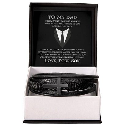 To My Dad | Cross Leather Bracelet | Heartfelt Message