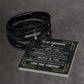 To My Grandson | Men's Cross Leather Bracelet | Heartfelt Message