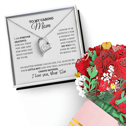 To My Caring Mom | Forever Love Necklace | Devotion Bouquet | Heartfelt Message