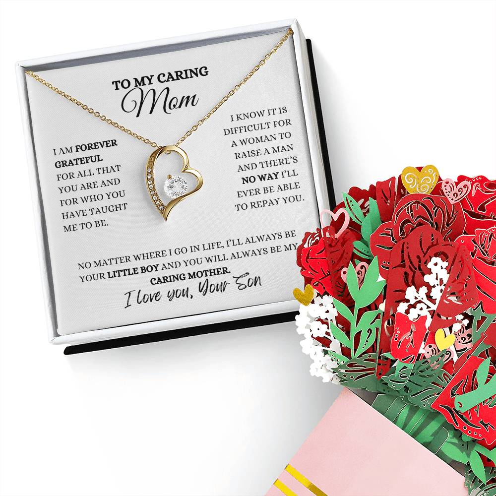 To My Caring Mom | Forever Love Necklace | Devotion Bouquet | Heartfelt Message