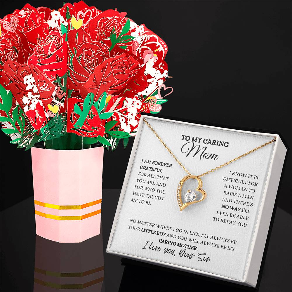 To My Caring Mom | Forever Love Necklace | Devotion Bouquet | Heartfelt Message