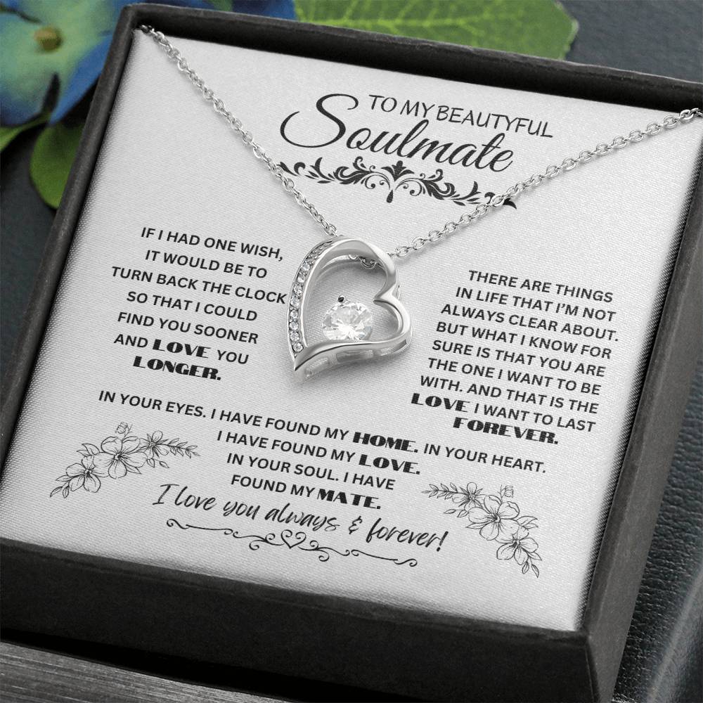 To My Soulmate Necklace, Valentine's day Gifts For Her, Valentines Gift For Soulmate, Wife, Gf, Girlfriend, Fiancee, Future Wife, Message Card Jewelry